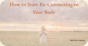 woman reconnecting with her body and practicing body awareness in nature